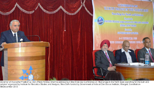 Governor of Arunachal Pradesh Lt. Gen (Retd) Nirbhay Sharma addressing in the three-day Conference on �Illicit Drugs in the North East at Guwahati on 5thDecember 2013